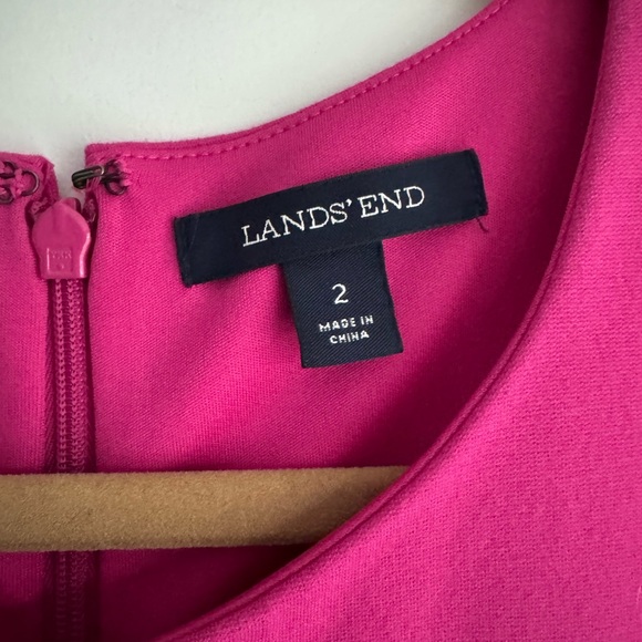 Lands’ End Hot Pink Sleeveless Stretch Sheath Dress Pockets Work Spring Resort 2 - Picture 4 of 4